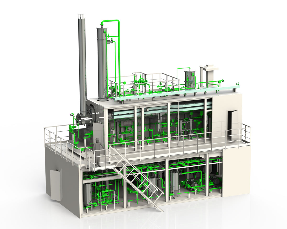 3D модель установки гликолевой осушки газа, разработанная "ГазСёрф"